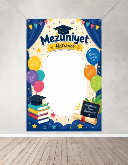Mezuniyet Hatırası Fotoğraf Panosu Branda 100x150