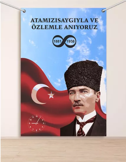 10 Kasım Atatürk’ü Saygıyla Anıyoruz Brandası 100x150
