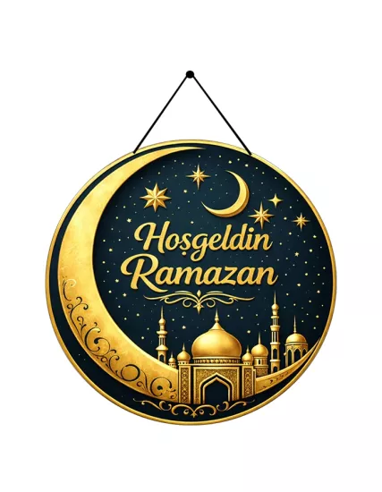 Hoşgeldin Ramazan Ahşap Üzeri Uv Baskı Kapı Süsü
