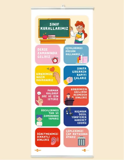 Sınıf Kuralları Panosu Çıtalı Branda Baskı