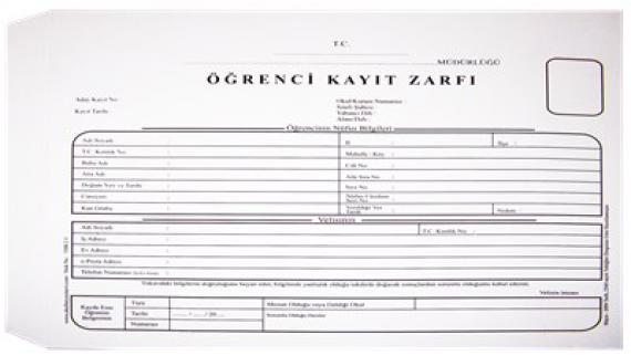 Lise Öğrenci Kayıt Zarfı (Karton)