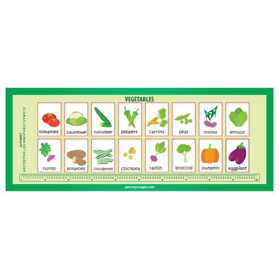Gizil Öğrenme Baskılı Sıra Örtüsü (İngilizce - Vegetables)
