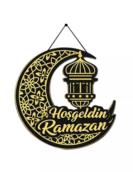 Hoşgeldin Ramazan Ahşap Üzeri Uv Baskı Kapı Süsü