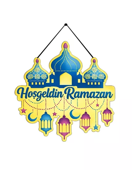 Hoşgeldin Ramazan Ahşap Üzeri Uv Baskı Kapı Süsü
