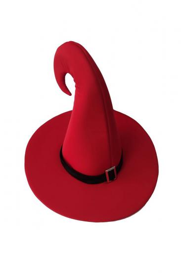 Cadı Şapkası Bükümlü Toka Detaylı Kırmızı