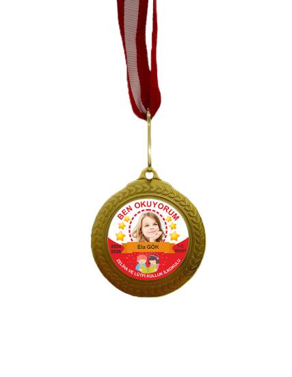 Artık Okuyorum Madalyası Model 33 (Fotoğraflı - İsimli)