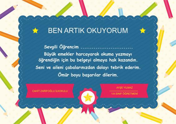 Artık Okuyorum Belgesi 3