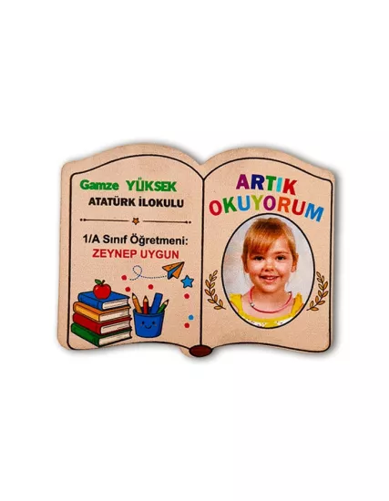 Artık Okuyorum Ahşap Magnet