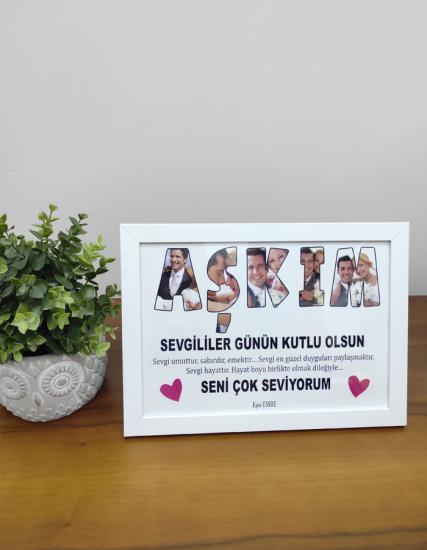 Kişiye Özel Aşkım Temalı Sevgililer Günü Hatıra Fotoğraf Çerçevesi