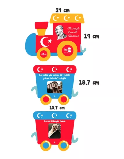 Ahşap Üzeri UV Baskı Atatürk’ün Hayatı Treni 15 Parça