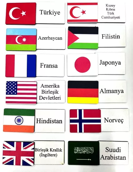 Ahşap Bayraklar ve Ülkeler Eşleştirme Kartları – Eğitici ve Eğlenceli Öğrenme Seti 