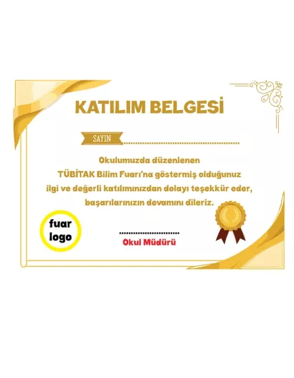 Bilim Fuarı Katılım Belgesi 14