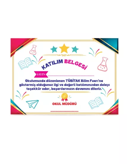 Bilim Fuarı Katılım Belgesi 12