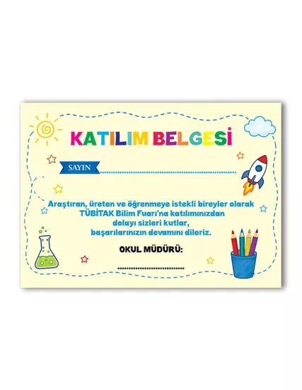 Bilim Fuarı Katılım Belgesi 13
