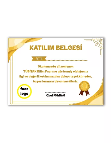 Bilim Fuarı Katılım Belgesi 14
