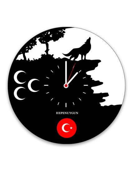 Kişiye Özel Hediyelik Dekoratif Bozkurt Temalı Duvar Saati