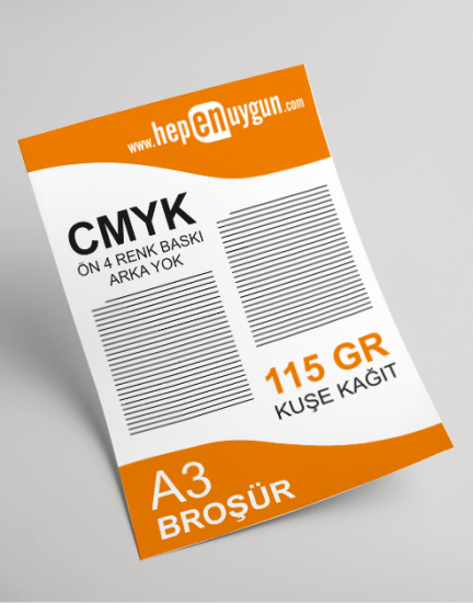 Broşür A3  28x40 cm Çift Yön Renkli 