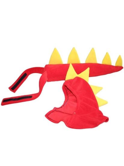 Dinozor Kostüm Set Kırmızı | Dinozor Kuyruk Başlık Set Kırmızı
