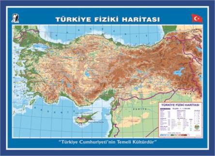 Türkiye Siyasi & Fiziki Haritası (Çift Taraflı) 50 Cm X 70 Cm