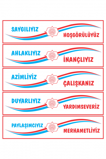 Değerler Eğitimi Kiriş Yazısı 5’li Set