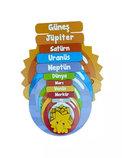 Ahşap Üzeri UV Baskı Gezegenler Seti