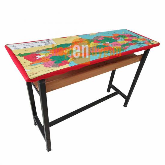 Gizil Öğrenme Baskılı Sıra Örtüsü - (Türkiye Mülki İdare Haritası)
