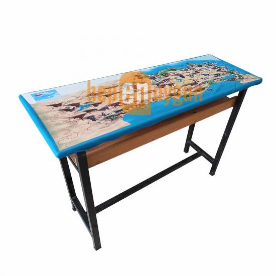Gizil Öğrenme Baskılı Sıra Örtüsü - (Türkiye Kültür Haritası)