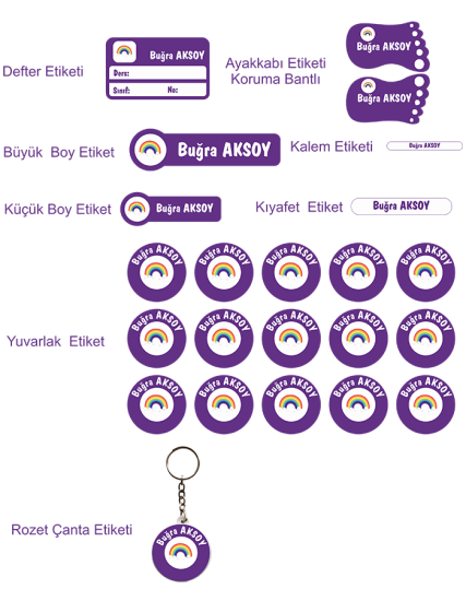 Gök Kuşağı Okul Etiketi