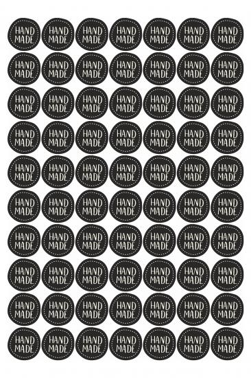 70 Adet Hand Made (El Yapımı) Siyah Sticker - Etiket