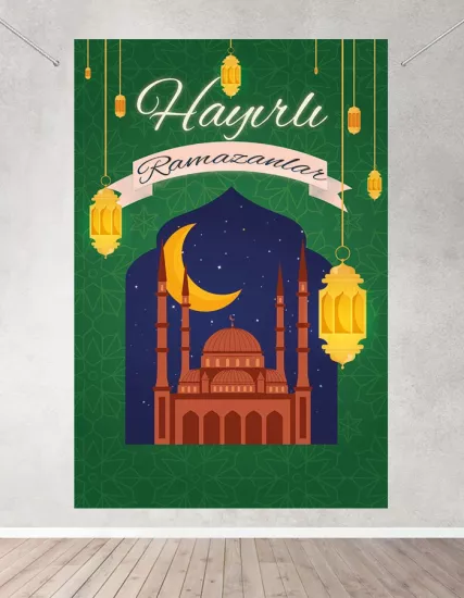 Hayırlı Ramazanlar Dekoratif Ramazan Brandası 100x150