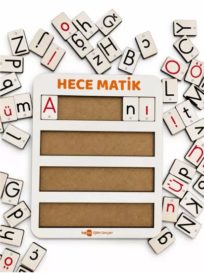 Hece Matik Ahşap Harf Seti – Büyük ve Küçük Harflerle Okuma Yazma Eğitim Materyali