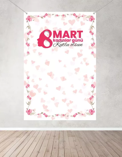8 Mart Kadınlar Günü Hatıra Fotoğraf Panosu Branda 160x200