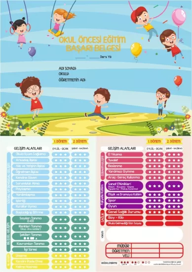 Anaokulu Öğrenci Karnesi ( Okul Öncesi Eğitimi Başarı Belgesi )