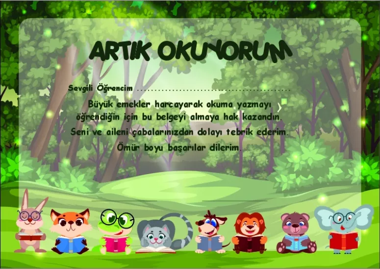 Artık Okuyorum Belgesi