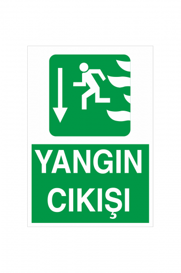 İş Güvenliği Levhası Sticker - Yangın Çıkışı Aşağı Ok