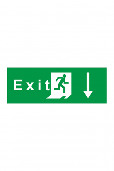 İş Güvenliği Levhası Sticker - Exit Aşağı Ok