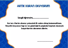 Artık Kur-an Okuyorum Blegesi