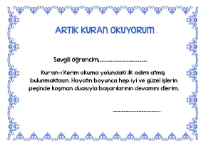 Artık Kur-an Okuyorum Blegesi