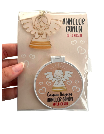 Anneler Günü Hediyesi Baskılı Pleksi Anahtarlık ve Ayna