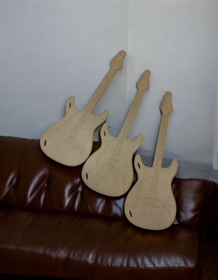 Boyamaya Uygun Ahşap Oyuncak Gitar 3 Adet 
