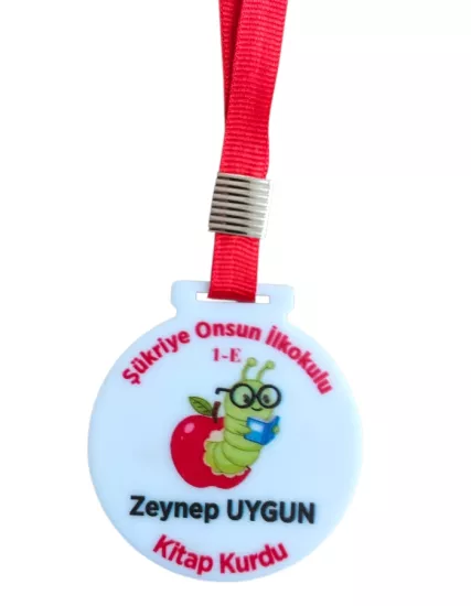 Kitap Kurdu Beyaz Pleksi Madalya 5 Adet