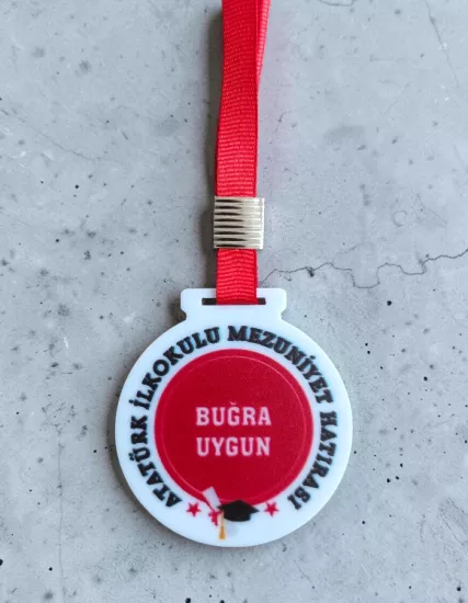Mezuniyet Hatırası Beyaz Pleksi Madalya 5 Adet