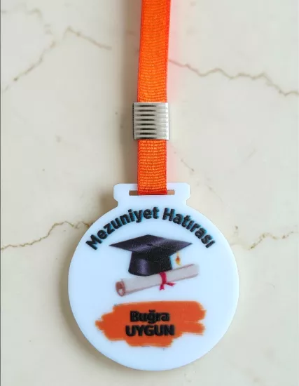 Mezuniyet Hatırası Beyaz Pleksi Madalya 5 Adet