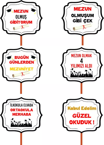 Mezuniyet Hatırası El Pankartı 6’lı Set