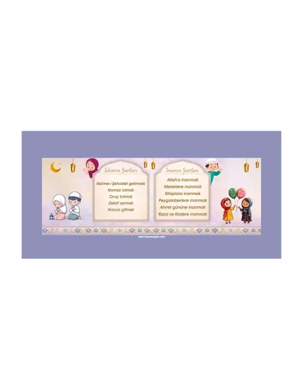 Gizil Öğrenme Okul Sırası Folyo Kaplama Sticker - İmanın ve İslamın Şartları