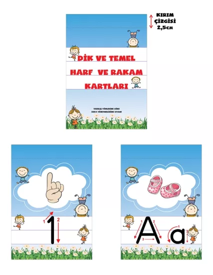 1.Sınıflar İçin Okumaya Yardımcı Resimli Harf Ve Rakam Kartları