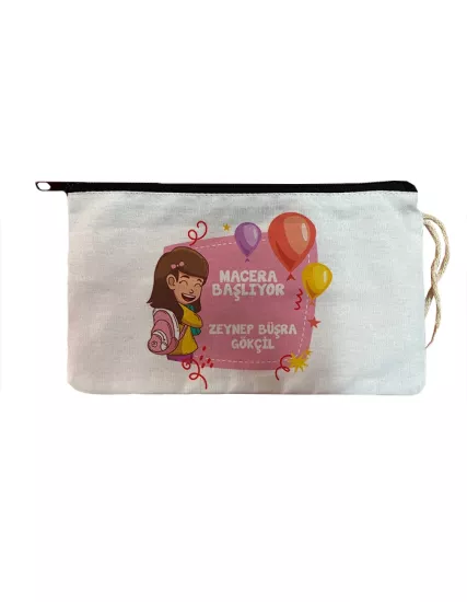 Macera Başlıyor İsme Özel Baskılı Bez Kalemlik