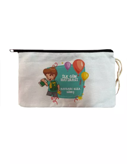 Okulumda İlk Gün Hatırası Baskılı İsme Özel Bez Kalemlik