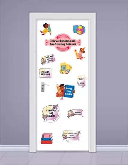 Okula Hoşgeldin Kapı Süsleme Stickerları