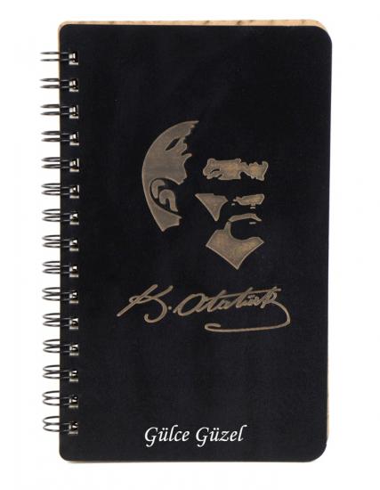 Kişiye Özel Atatürk Temalı Ahşap Kapaklı Defter